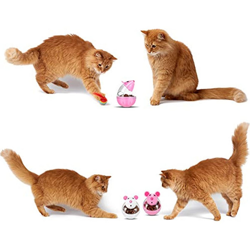 Kassitoidupallide dosaator, väikesed kassitoidupallid, aeglase söötjaga hiirte kujuga trummel Kassitoidu mänguasi Kassitoidu mänguasi treenimiseks