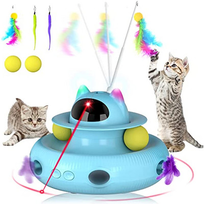 ATUBAN Cat Toys Interactive, Cat Light Toy and Cat Feather Toys 4 in 1, Recharge Cat Exercise Toys for Indoor Cats Automatic