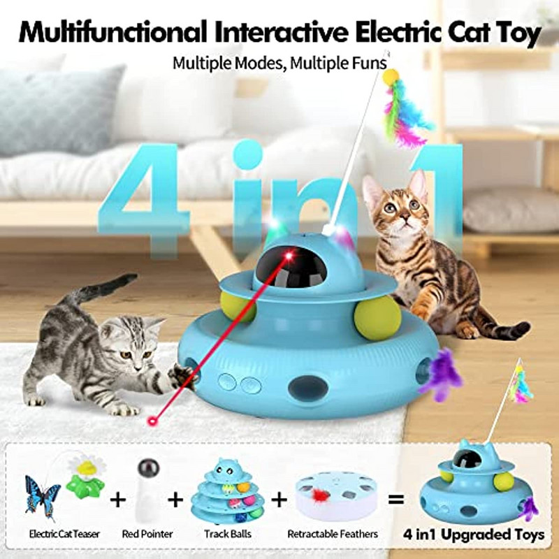 „ATUBAN Cat Toys Interactive“, „Cat Light“ žaislas ir „Katės plunksnų žaislai 4 viename“, „Recharge Cat“ mankštos žaislai, skirti kambarinėms katėms, automatiniai