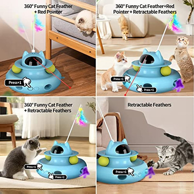 „ATUBAN Cat Toys Interactive“, „Cat Light“ žaislas ir „Katės plunksnų žaislai 4 viename“, „Recharge Cat“ mankštos žaislai, skirti kambarinėms katėms, automatiniai