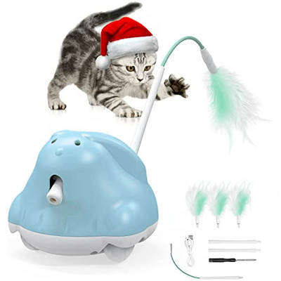 Играчки за котки ATUBAN, интерактивни играчки за котки за домашни котки, самовъртяща се автоматично движеща се автоматична котешка светлинна играчка със светлина и пера