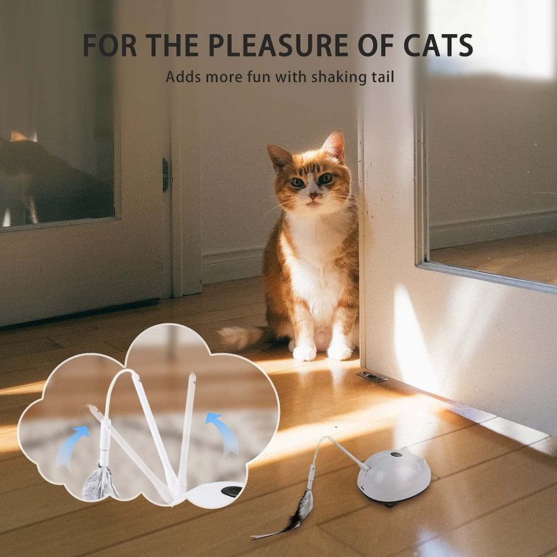ATUBAN žaislai katėms, interaktyvūs kačių žaislai, skirti kambarinėms katėms, savaime besisukantis automatiškai judantis automatinis kačių žaislas su šviesa ir plunksnomis