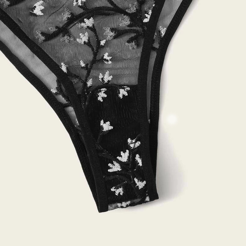 LOPNT Seksikas naiste aluspesukomplekt Lilletikandid Läbipaistev võrkpesukomplekt ilma rinnahoidjata Seljata Bralette sexi Intiimne pitsist rinnahoidjakomplekt