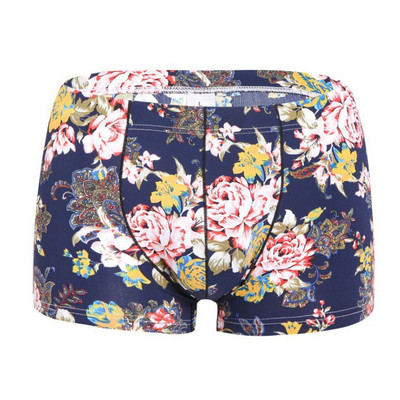 Ανδρικά σλιπ μπόξερ με εμπριμέ Ανδρικά σορτς μπόξερ με κυρτό σε σχήμα U Ανδρικό εσώρουχο Λεοπάρ Αντρικό σέξι εσώρουχο φλοράλ μπόξερ