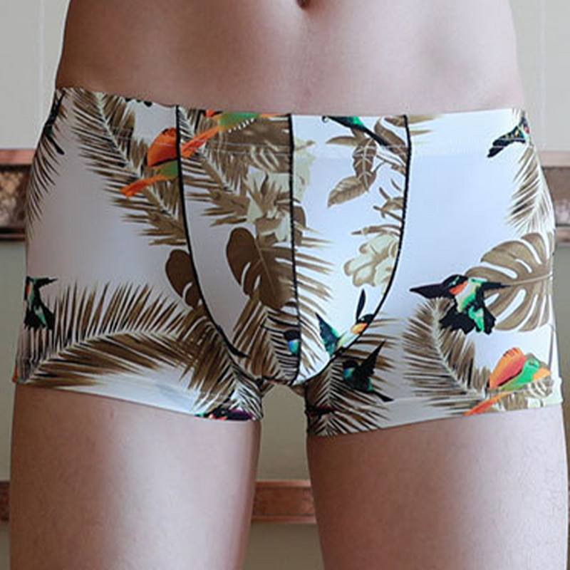 Ανδρικά σλιπ μπόξερ με εμπριμέ Ανδρικά σορτς μπόξερ με κυρτό σε σχήμα U Ανδρικό εσώρουχο Λεοπάρ Αντρικό σέξι εσώρουχο φλοράλ μπόξερ