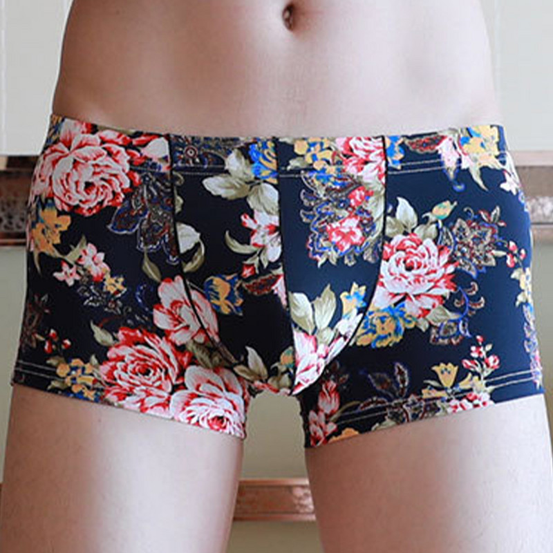 Ανδρικά σλιπ μπόξερ με εμπριμέ Ανδρικά σορτς μπόξερ με κυρτό σε σχήμα U Ανδρικό εσώρουχο Λεοπάρ Αντρικό σέξι εσώρουχο φλοράλ μπόξερ