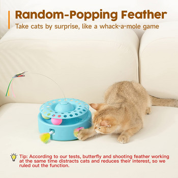 ATUBAN Котешки играчки 3-в-1 Интелигентна интерактивна електронна играчка за котенца, произволно движещи се пера или топки за засада, Упражнение за котки на закрито