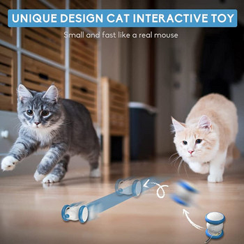 ATUBAN Διαδραστικά παιχνίδια γάτας για γάτες εσωτερικού χώρου, έξυπνα ηλεκτρικά παιχνίδια για γατάκια ποντίκια για γάτες, παιχνίδια γυμναστικής γάτας Real Mouse Sound, Επαναφορτιζόμενα