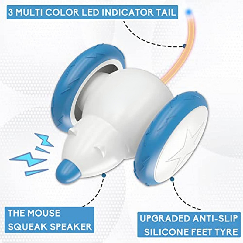 ATUBAN Διαδραστικά παιχνίδια γάτας για γάτες εσωτερικού χώρου, έξυπνα ηλεκτρικά παιχνίδια για γατάκια ποντίκια για γάτες, παιχνίδια γυμναστικής γάτας Real Mouse Sound, Επαναφορτιζόμενα