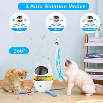 ATUBAN Интерактивни играчки за котки, 4-в-1 играчка с котешки пера, играчки за котки, лазерни играчки и играчки с котешки топки, интерактивни играчки за котки за домашни котки, играчка