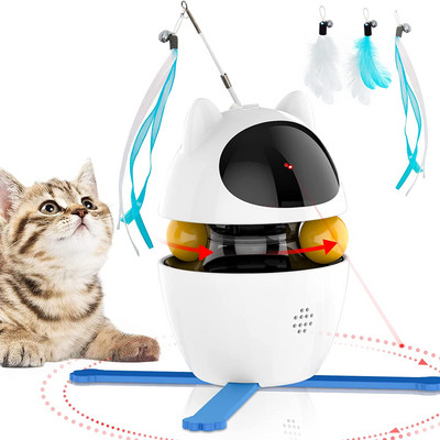 ATUBAN interaktív macskajátékok, 4 az 1-ben macskatoll játék macskalézeres játékok és macskagolyós játékok, interaktív macskajátékok benti macskáknak