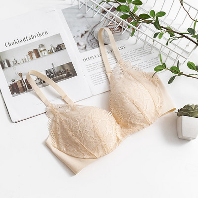 Căptușeală 100% mătase dud pentru femei cu țesătură exterioară din dantelă pentru fiecare zi Sutien fără fir confortabil Bralette TG114