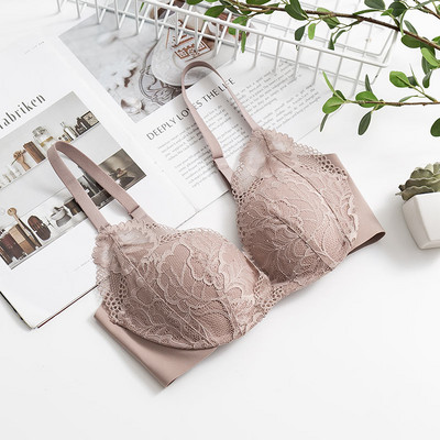 Căptușeală 100% mătase dud pentru femei cu țesătură exterioară din dantelă pentru fiecare zi Sutien fără fir confortabil Bralette TG114
