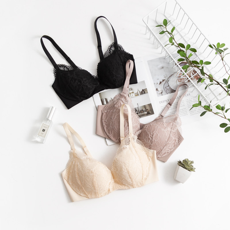 Căptușeală 100% mătase dud pentru femei cu țesătură exterioară din dantelă pentru fiecare zi Sutien fără fir confortabil Bralette TG114