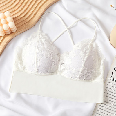 Sutien din dantelă Sutien fără spate, fără sudură Sutien Push Up Floral fără sârmă Lenjerie de corp pentru femeie, fără sudură, lenjerie sexy, camisol