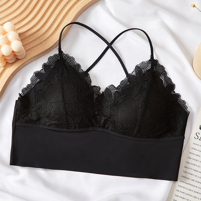 Sutien din dantelă Sutien fără spate, fără sudură Sutien Push Up Floral fără sârmă Lenjerie de corp pentru femeie, fără sudură, lenjerie sexy, camisol