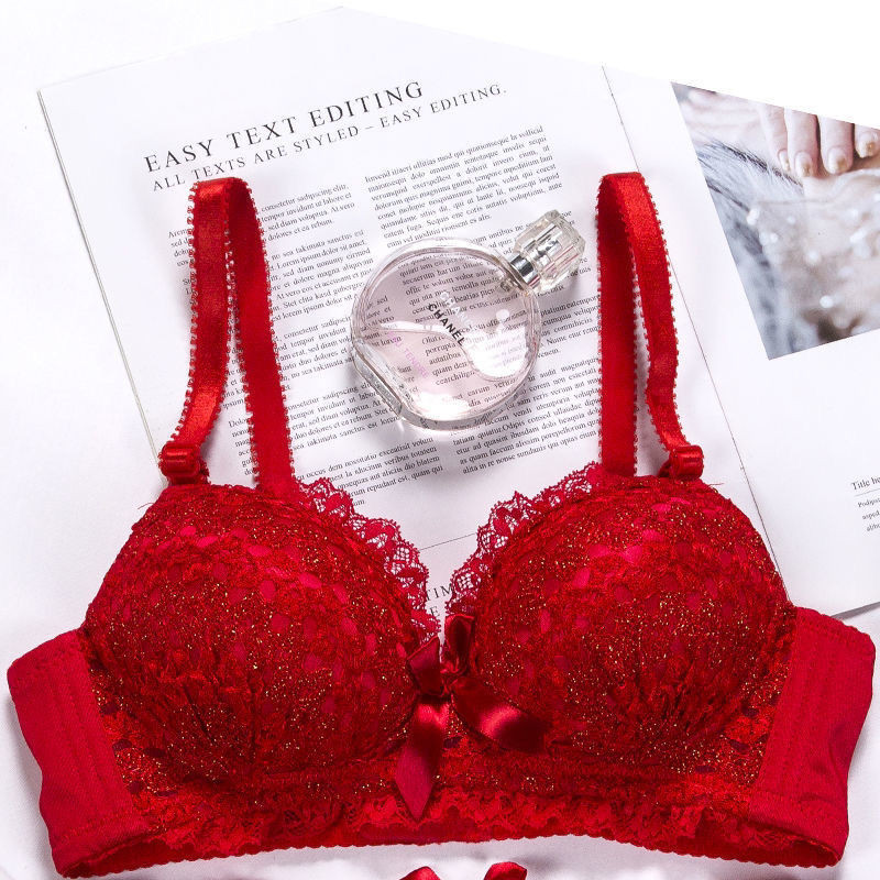 Sutiene de damă din dantelă de vară Sexy Push Up Fruit Image Bralette Închidere pe spate Ajustat Lenjerie nouă de culoare solidă Lenjerie roșie fără fir