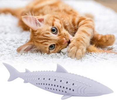 ATUVAB kassihambahari kassinahast mänguasi, silikoon, kergesti puhastatav pehme, vastupidav kassimänguasi, hammustusekindel kala kuju hammaste puhastamiseks