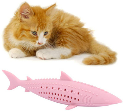 ATUVAB kassihambahari kassinahast mänguasi, silikoon, kergesti puhastatav pehme, vastupidav kassimänguasi, hammustusekindel kala kuju hammaste puhastamiseks