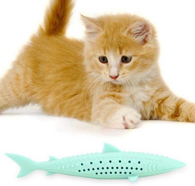 ATUVAB Οδοντόβουρτσα γάτας Παιχνίδι Catnip, σιλικόνη που καθαρίζεται εύκολα Μαλακό ανθεκτικό παιχνίδι γάτας Ανθεκτικό στο δάγκωμα Σχήμα ψαριού για τον καθαρισμό των δοντιών