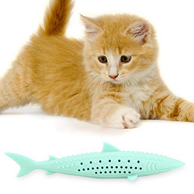 ATUVAB kassihambahari kassinahast mänguasi, silikoon, kergesti puhastatav pehme, vastupidav kassimänguasi, hammustusekindel kala kuju hammaste puhastamiseks