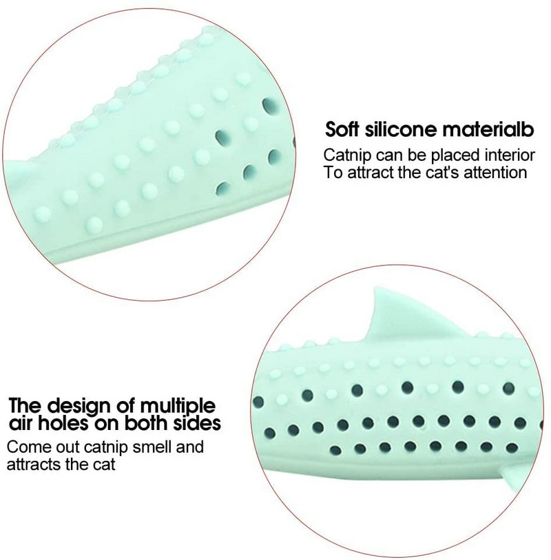 ATUVAB kassihambahari kassinahast mänguasi, silikoon, kergesti puhastatav pehme, vastupidav kassimänguasi, hammustusekindel kala kuju hammaste puhastamiseks