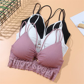 Puuvillane rinnahoidja Seksikas pitsist rinnahoidja, vastupidav spordirinnahoidja, jooksmine Push Up jõusaalis Fitness Joogaülikond Aluspesu Naiste rinnahoidja õmblusteta Crop Top naiste