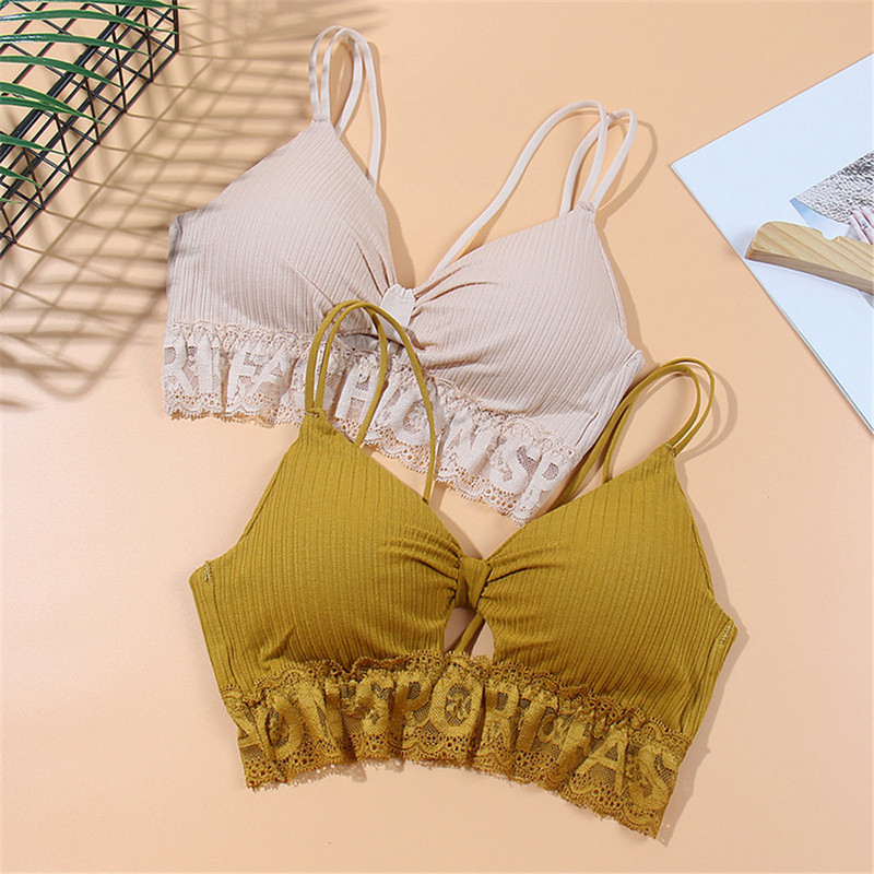 Puuvillane rinnahoidja Seksikas pitsist rinnahoidja, vastupidav spordirinnahoidja, jooksmine Push Up jõusaalis Fitness Joogaülikond Aluspesu Naiste rinnahoidja õmblusteta Crop Top naiste