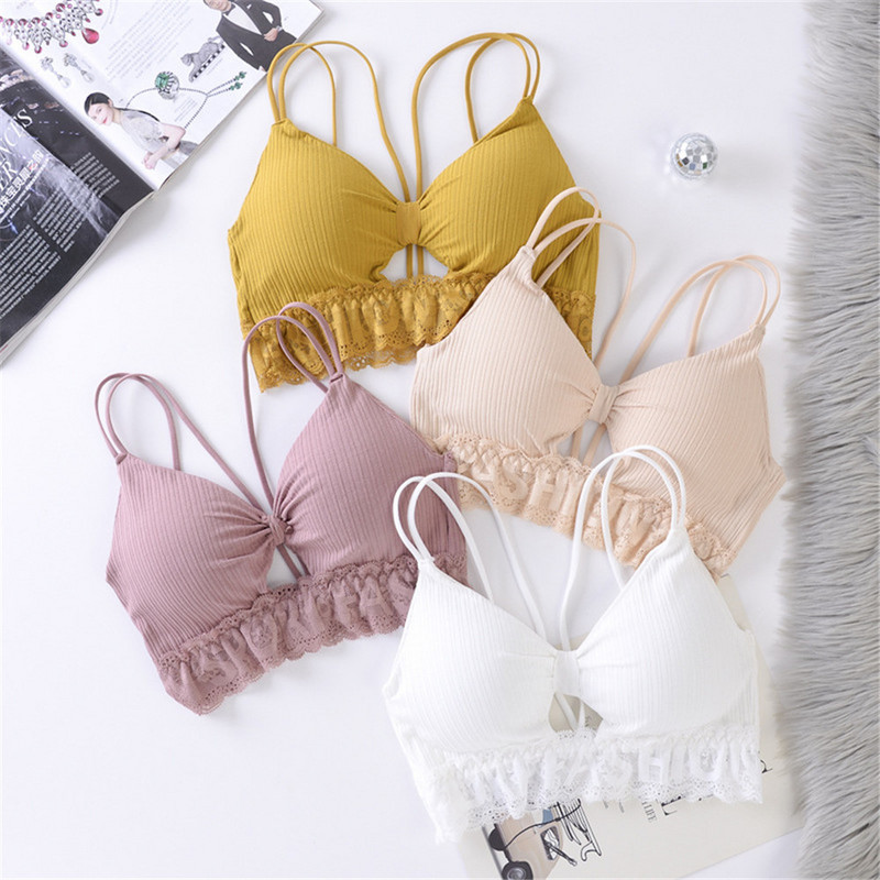 Puuvillane rinnahoidja Seksikas pitsist rinnahoidja, vastupidav spordirinnahoidja, jooksmine Push Up jõusaalis Fitness Joogaülikond Aluspesu Naiste rinnahoidja õmblusteta Crop Top naiste