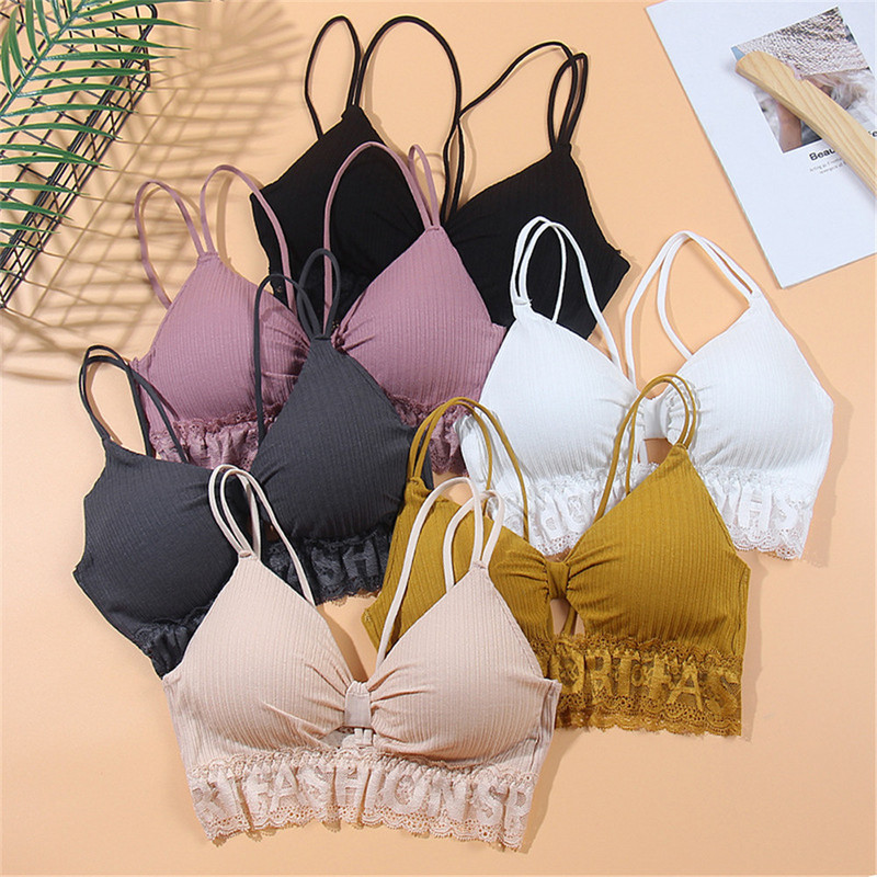 Puuvillane rinnahoidja Seksikas pitsist rinnahoidja, vastupidav spordirinnahoidja, jooksmine Push Up jõusaalis Fitness Joogaülikond Aluspesu Naiste rinnahoidja õmblusteta Crop Top naiste