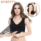 MYBOTTY S-4XL Lenjerie de corp pentru femei Lenjerie sexy din dantelă de culoare uni cu cataramă laterală încrucișată Sutien fără fir Push Up Sutien de somn respirabil