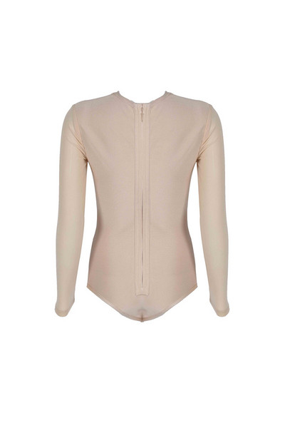 Ženski bikini s dugim rukavima i V izrezom boje crne marelice