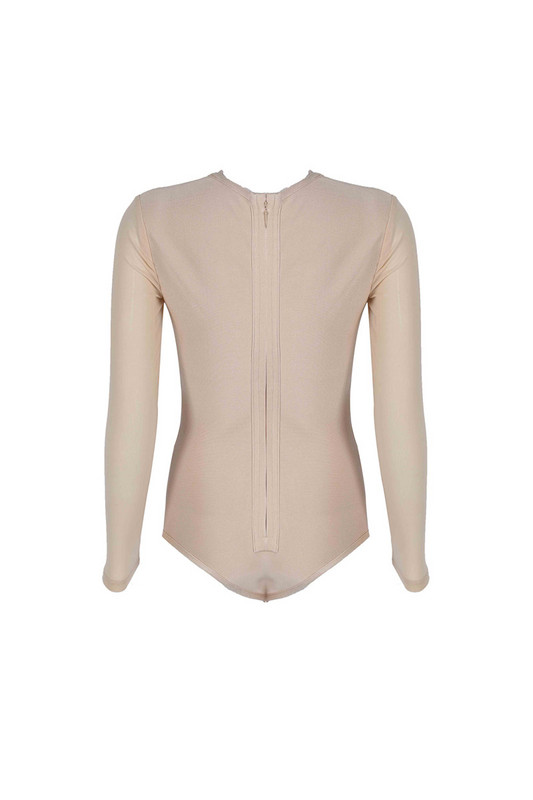 Ženski bikini s dugim rukavima i V izrezom boje crne marelice