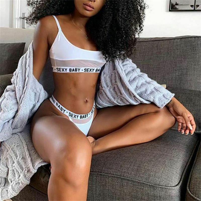 Sex erotic Bodys pentru femei Lenjerie  Costum Femei Sexy Letter See Through Tanga G-String Chiloți Tank Top Bikini Set de lenjerie intimă