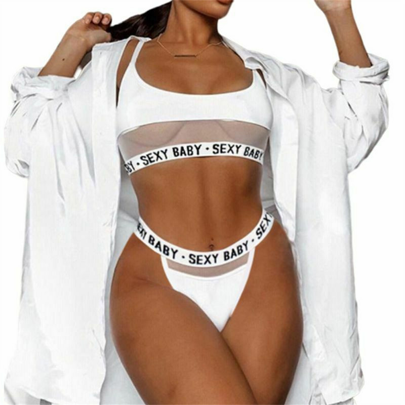 Sex erotic Bodys pentru femei Lenjerie  Costum Femei Sexy Letter See Through Tanga G-String Chiloți Tank Top Bikini Set de lenjerie intimă