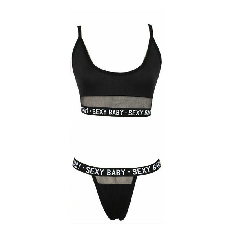Sex erotic Bodys pentru femei Lenjerie  Costum Femei Sexy Letter See Through Tanga G-String Chiloți Tank Top Bikini Set de lenjerie intimă