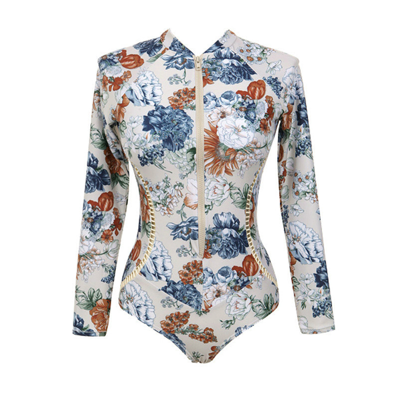 HStar 2020 naiste suvised rannarõivad, naiste ujumistrikoo, ühes tükis lillemustriga body, pikkade varrukatega bodid ujumiskostüümid