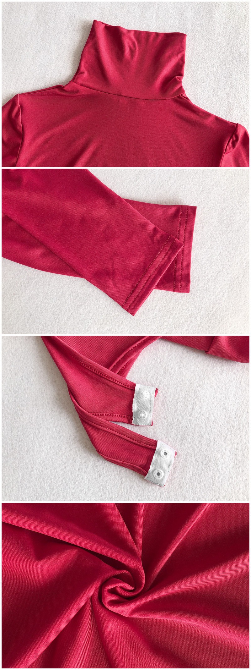 2020. aasta kevadsügis naiste kilpkonnakaelusega pikkade varrukatega seksikad bodyd, vaba vabaaja õhukesed mustad punased lühikesed pükskostüümid.