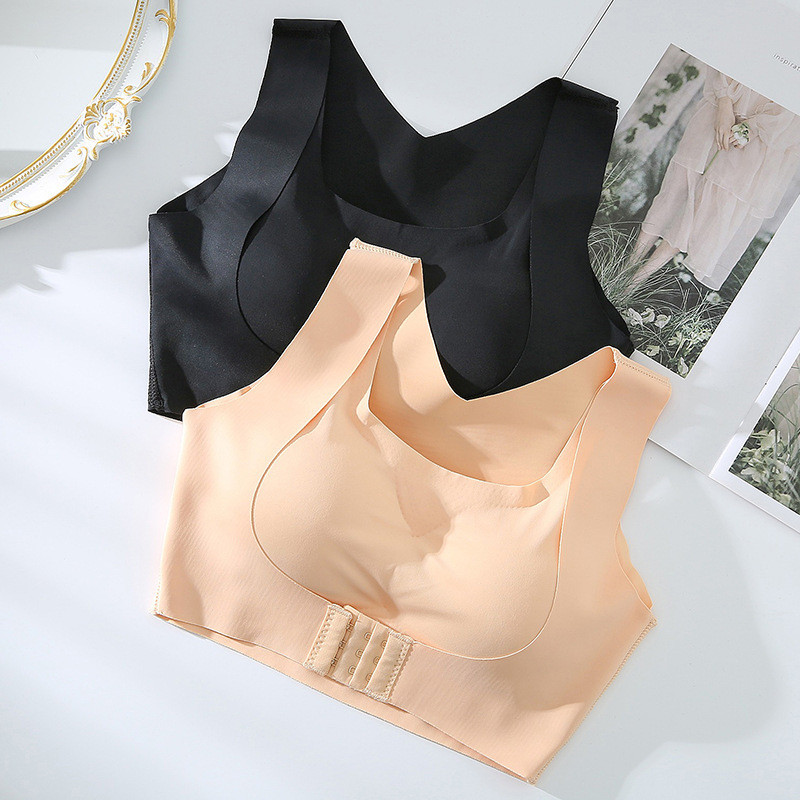 Flarixa Seamless Gathered Correction Hunchback Latex σουτιέν Χωρίς ατσάλινο δαχτυλίδι Ρύθμιση μπροστινής πόρπης Αόρατο Push Up Γυναικεία εσώρουχα