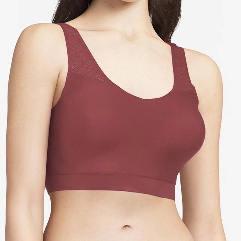 Prantsuse vesti tüüp ühes tükis õmblusteta aluspesu naiste U-kujuline pits ilus seljaosa Mugav spordirinnahoidja