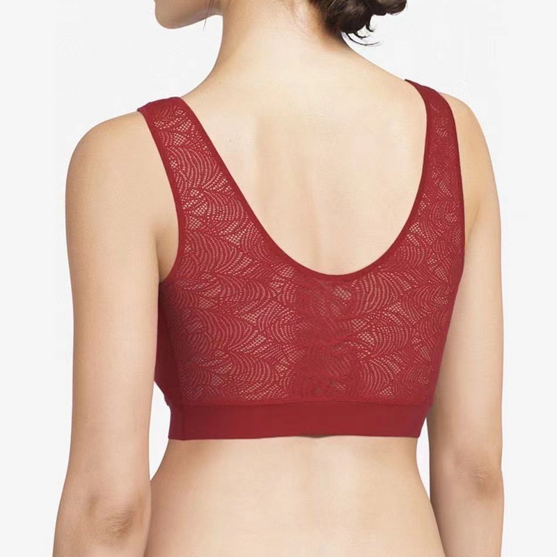 Prantsuse vesti tüüp ühes tükis õmblusteta aluspesu naiste U-kujuline pits ilus seljaosa Mugav spordirinnahoidja