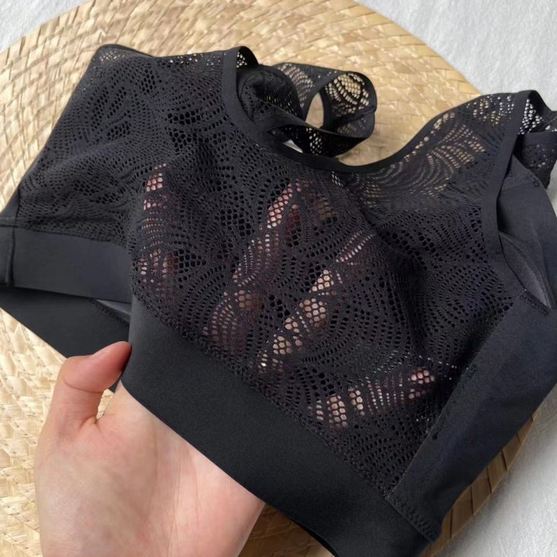 Prantsuse vesti tüüp ühes tükis õmblusteta aluspesu naiste U-kujuline pits ilus seljaosa Mugav spordirinnahoidja