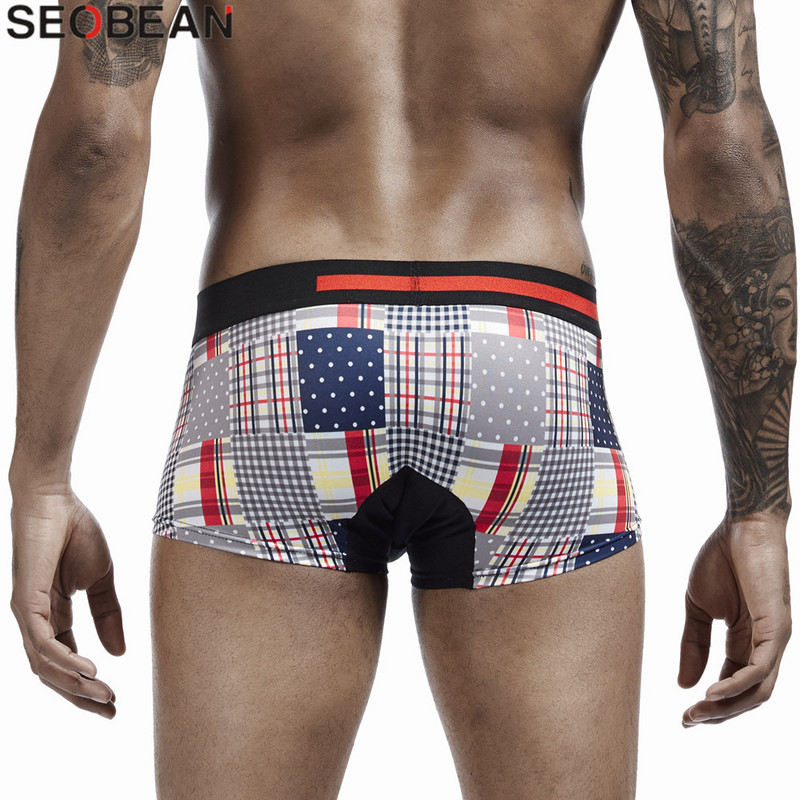 SEOBEAN Boxeri în carouri Chiloți pentru bărbați Chiloți cu model de modă Lenjerie de corp sexy pentru bărbați