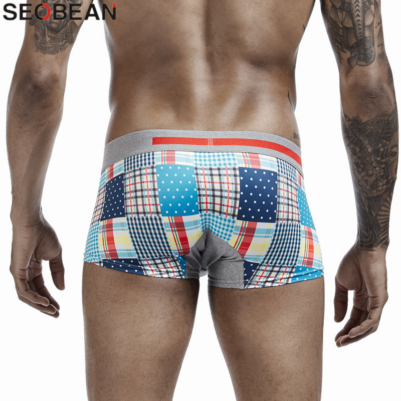 SEOBEAN Boxeri în carouri Chiloți pentru bărbați Chiloți cu model de modă Lenjerie de corp sexy pentru bărbați