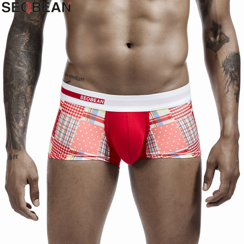 SEOBEAN Boxeri în carouri Chiloți pentru bărbați Chiloți cu model de modă Lenjerie de corp sexy pentru bărbați