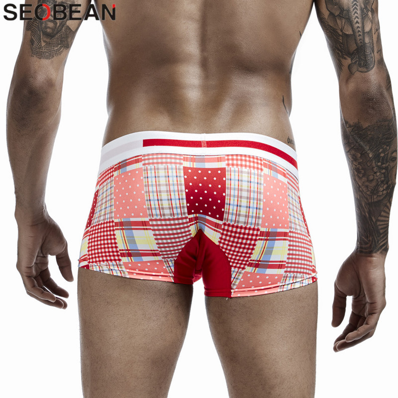 SEOBEAN Boxeri în carouri Chiloți pentru bărbați Chiloți cu model de modă Lenjerie de corp sexy pentru bărbați