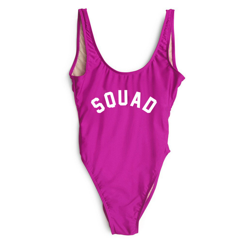 SQUAD Letter Costum de baie dintr-o bucată Body pentru femei Costume de baie sexy pentru fete Îmbrăcăminte de plajă de vară S-XL Costume de baie cu spatele jos