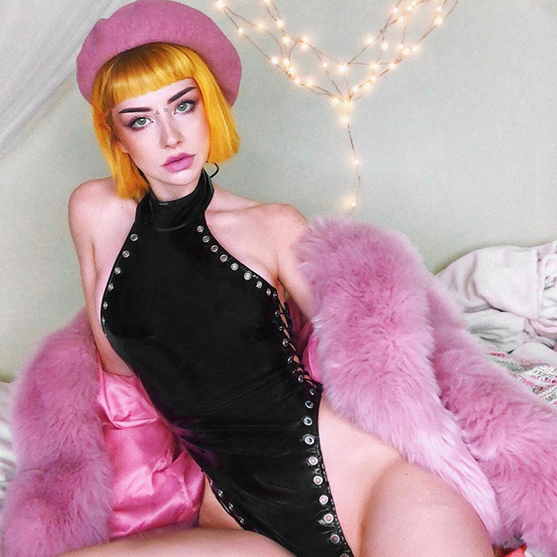 Body fără mâneci, cu nit încrucișat, cu șireturi, sexy, fără mâneci, subțire, pentru femei, vară, cu șireturi, spandex slab