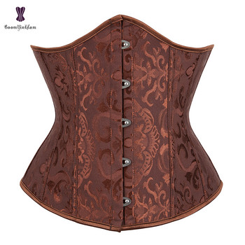 Jacquard Underbust Corset Floral Push Up Boned Bustier Gothique Korsett Για γυναίκες Μπροστινό Busk Gorset Plus Size Korse Σέξι