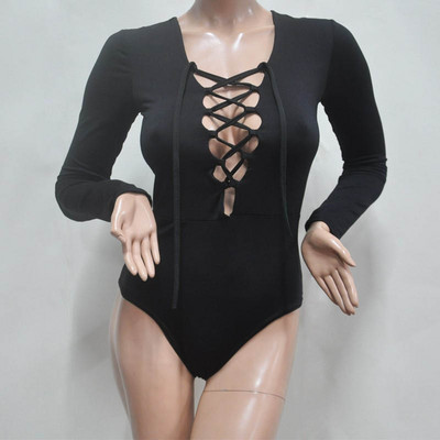 Dream Vine Plus Size Risti pitsiline Jumpsuit Romper Naiste sügistalvise sidemega Body Kombinesoonid Seksikas V-kaelusega mängukostüüm trikoo